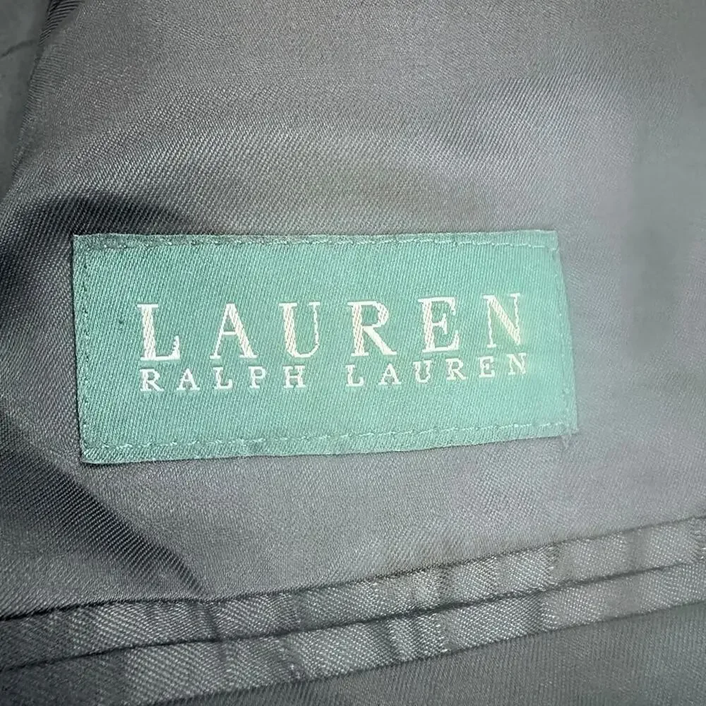 Vtg Lauren Ralph Lauren Pure Wool Blazer Sz 38s Gray Pin Strip Made In Canada